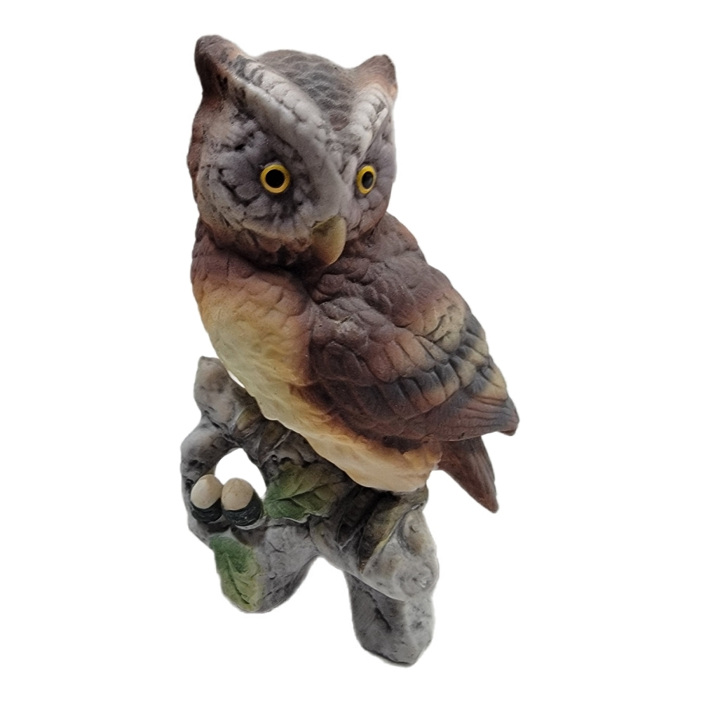 Vintage Lefton KW121 Figurine Owl Sitting on a branch Japan